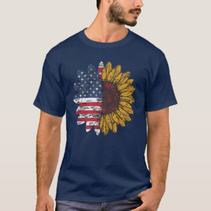 4. Juli USA-Flagge Sonnenblume Unabhängigkeitsidee T-Shirt