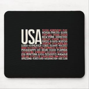 4. Juli USA Flaggen Amerika Staat Kartennamen Mousepad