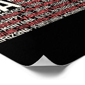 4. Juli USA Flaggen Amerika Staat Kartennamen Poster (Ecke)