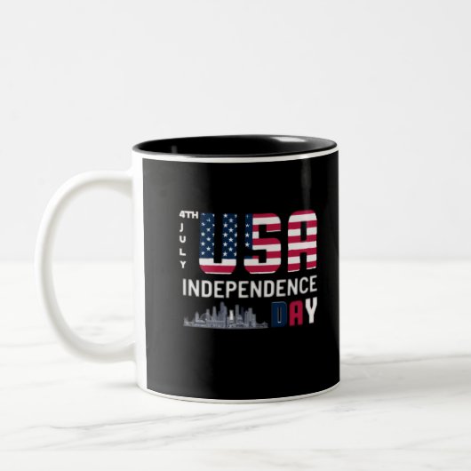 4. Juli - USA Independence Day Design Zweifarbige Tasse (Links)