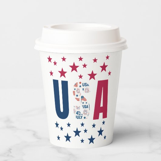 4. Juli USA Paper Cup with Stars Pappbecher (Rückseite)