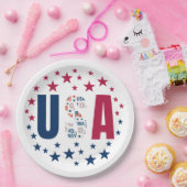4. Juli USA Paper Plate with Stars Pappteller (Party)
