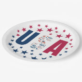 4. Juli USA Paper Plate with Stars Pappteller (Schrägansicht)