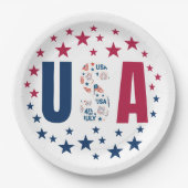 4. Juli USA Paper Plate with Stars Pappteller (Vorderseite)