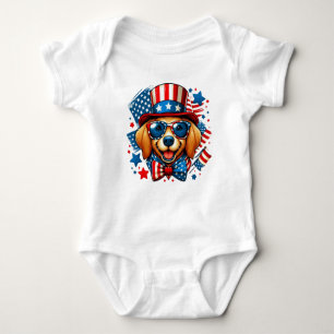 4. Juli USA Patriotischer Hund Unabhängigkeitstag Baby Strampler