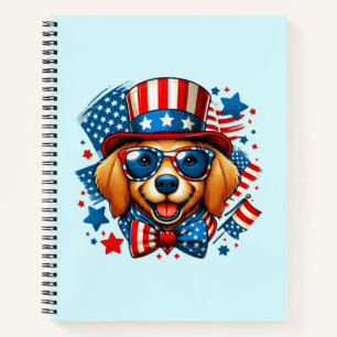 4. Juli USA Patriotischer Hund Unabhängigkeitstag Notizblock