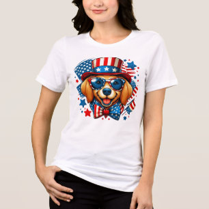 4. Juli USA Patriotischer Hund Unabhängigkeitstag Tri-Blend Shirt