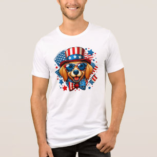 4. Juli USA Patriotischer Hund Unabhängigkeitstag Tri-Blend Shirt