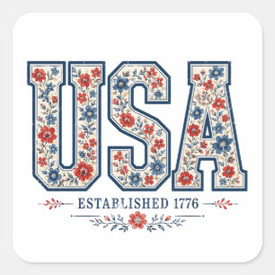 4. Juli USA Quadratischer Aufkleber