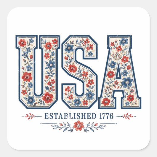 4. Juli USA Quadratischer Aufkleber (Vorderseite)