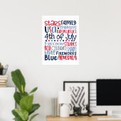 4. Juli USA Red White Blue Modern Typografie Poster (Heimbüro)