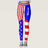 4. Juli USA Red White Blue US Flagge Leggings (Vorderseite)