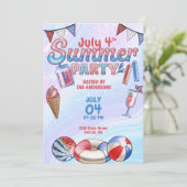 4. Juli USA Summer Pool Party Einladung (Stehend Vorderseite)