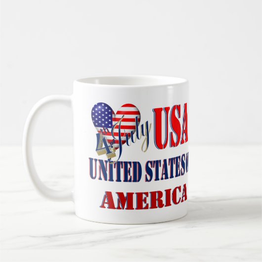 4. Juli USA T - Shirt Classic Round Sticker Kaffeetasse (Links)