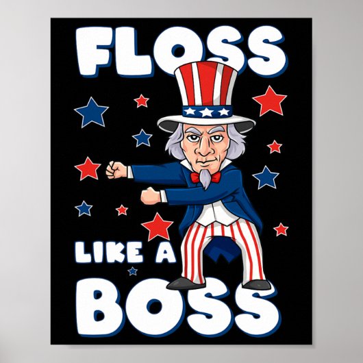 4. Juli vergeht Uncle Sam wie ein Boss Boys Kids Poster (Vorne)