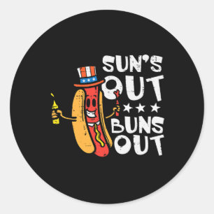 4. Juli veröffentlicht Buns Out Hotdog Patriotisch Runder Aufkleber