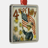 4. Juli Verzierung Silbernes Ornament (Rechts)