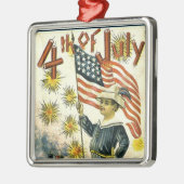 4. Juli Verzierung Silbernes Ornament (Links)