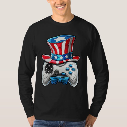 4. Juli Video Game American Flag Uncle Sam Gam T-Shirt (Vorderseite)