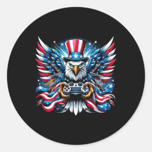 4. Juli Video Game Bald Eagle American Flag Bo Runder Aufkleber