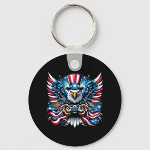 4. Juli Video Game Bald Eagle American Flag Bo Schlüsselanhänger