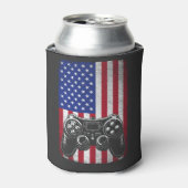 4. Juli Video Game Gamer USA Flag Dosenkühler (Kanne Vorderseite)