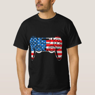 4. Juli Video Game Gamer USA Flag Kids Boys M T-Shirt