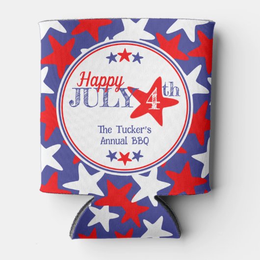 4. Juli Vierte Sterne Red White Blue Patriotic Dosenkühler (Vorderseite)