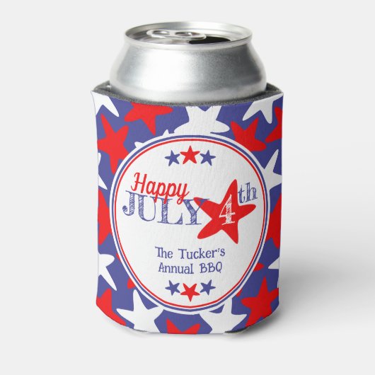 4. Juli Vierte Sterne Red White Blue Patriotic Dosenkühler (Kanne Rückseite)