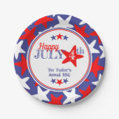 4. Juli Vierte Sterne Red White Blue Patriotic Pappteller (Vorderseite)
