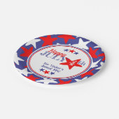 4. Juli Vierte Sterne Red White Blue Patriotic Pappteller (Schrägansicht)