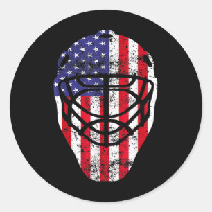 4. Juli Vintag Hockey Goalie Maske American Fl Runder Aufkleber