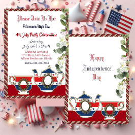 4. Juli Vintag Teekanne Nachmittag Tee Tee Party Einladung