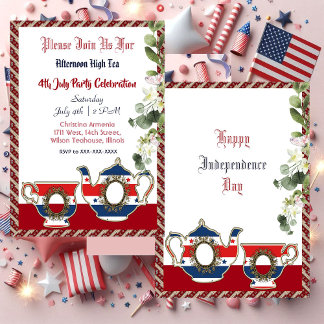 4. Juli Vintag Teekanne Nachmittag Tee Tee Party Einladung