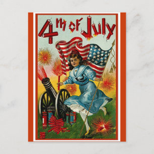 4. Juli - Vintage Art Postkarte