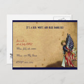 4. Juli Vintage Freiheitsmädchen mit Flaggen Postkarte (Vorne/Hinten)