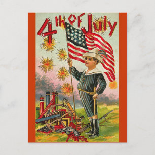 4. Juli ! Vintage Kunst Postkarte