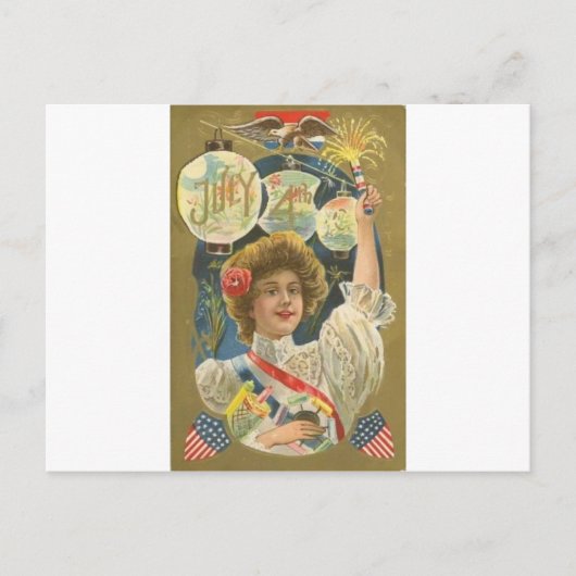 4. Juli Vintage Postkarte (Vorderseite)