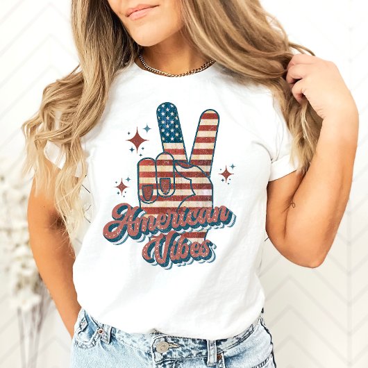 4. Juli Vintager Frieden in Amerika T-Shirt