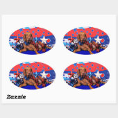 4. Juli - Vizsla - Reagan Ovaler Aufkleber (Blatt)