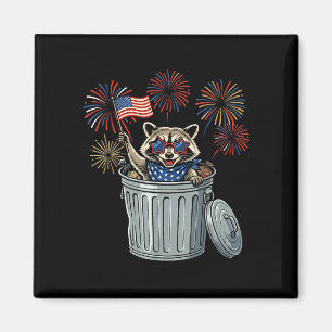4. Juli Waschbär-Mülleimer lustige patriotische Fl Magnet