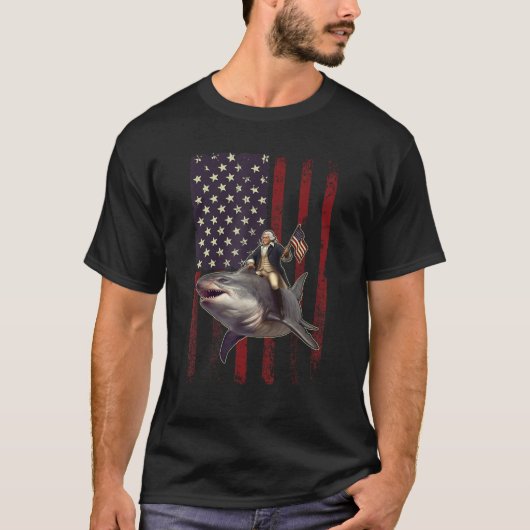 4. Juli Washington Riding Shark USA American F T-Shirt (Vorderseite)