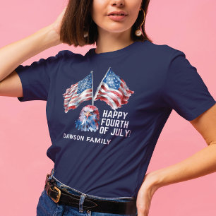 4. Juli Wasserfarbe Personalisiert Familienname T-Shirt