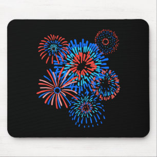 4. Juli Wasserfarben Feuerwerk patriotisch Mousepad