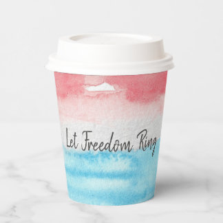 4. Juli Watercolor Red & Blue Paper Cup Pappbecher