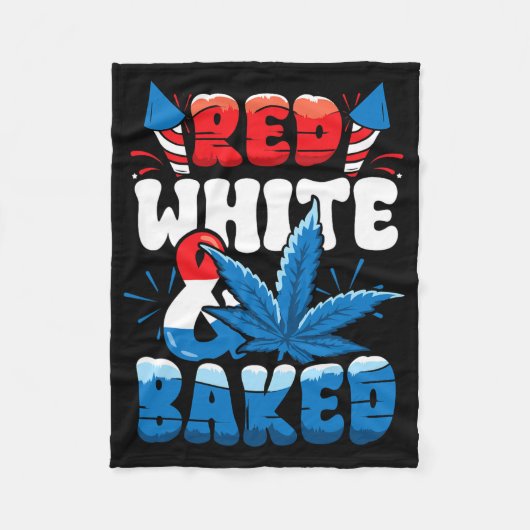 4. Juli Weed Red White Byked Funny Fleecedecke (Vorderseite)