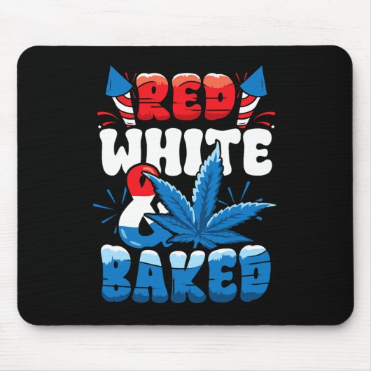 4. Juli Weed Red White Byked Funny Mousepad (Vorne)