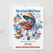 4. Juli Wiedersehen Bakyard Grillen Party Einladung (Vorderseite)