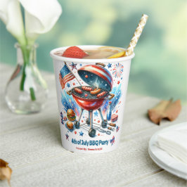 4. Juli Wiedersehen Bakyard Grillen Party Pappbecher