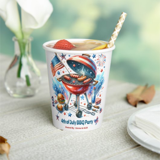 4. Juli Wiedersehen Bakyard Grillen Party Pappbecher (In Situ)